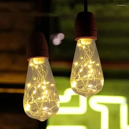 Lampadina in filo di rame ST64 Illuminazione calda e colorata 220V Edison String Light Home Decor Holiday Night Lamp