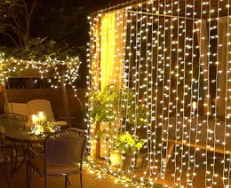 LED -gardin Icicle String Lights 12mx3m 1200 lysdioder Fairy Garland Christmas Inomhus Utomhus Bröllopsbelysning Hem Party Garden Decor