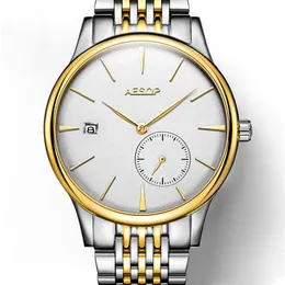 AESOP ultradünne 8 5mm Klassische Einfache Uhr Männer Splitter Goldene Minimalistischen Männlichen Uhr Voller stahl stunden Relogio Masculino224a