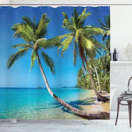 Shower Curtains Ocean Curtain Kood Island Palm Trees Beach Tropical Thailand Journey Vacation Heaven Destination In Asia Bathroom Decor