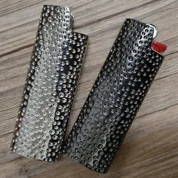 Latest Dimple Meteorite Crater Smoking Metal Replaceable Inside Lighter Case Sheath Casing Shell Protection Sleeve Portable Dry Herb Tobacco Cigarette Holder DHL