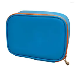 Estuche de maquillaje impermeable con cremallera, bolsa de lavado cuadrada de cuero PU, portátil, multifunción, a la moda, Simple, suave para nadar y Fitness