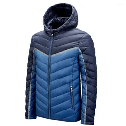 Męska Patchwork Patchwork Winter Jacket Men Hoodied Parka ciepły płaszcz zagęszczony zamek błyskawiczny Parkas Męskie kurtki