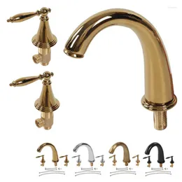 Bathroom Sink Faucets Three Hole Basin Faucet Double Handle High Temperature Resistant For El