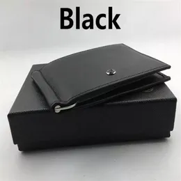 Classic Black Genuine Leather Bifold Male Purse Billfold Wallet Money Clip Men Clamp for Money Case Luxury Credit Card Holder Pouc311E