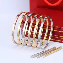 Bangle 4 mm cienki szósty tytanowy stal projektantka Schena Mężczyzna miłość Bransoletka Silver Rose Gold Substriver Nail Biżuteria