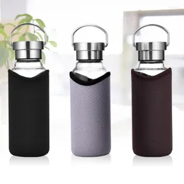 Water Bottles Portable Drink Coffee Glass With Anti- Bag Travel Mugs 350ML/450ML/550ML