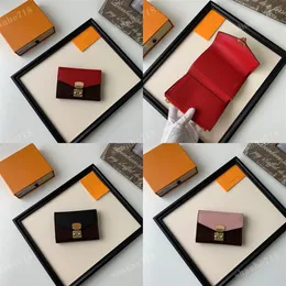 Portafogli corti Pallas Fold di alta qualità Portamonete in pelle di vacchetta Portamonete con lucchetto in oro Pochette di lusso di design Victorine Donna Lady Passport Card 295Q