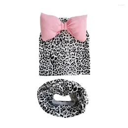 Haarschmuck Kleinkind Kinder Kinder Hut Dot Leopard Baby Baumwolle große große Fliege süße Mützen Beanie für Mädchen Schmetterlingsknoten