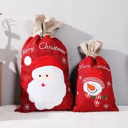 Рождественские украшения льняные шнурки с мультипликационным рисунком DIY Craft Candy Canvas Подарочные пакеты Год