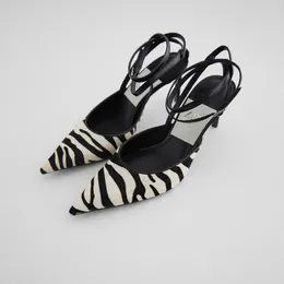 Sandals 2022 Zebra Print Strappy Pointed Women's Thin High Heels Sexy