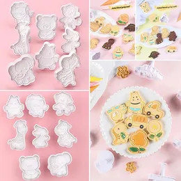 Bakformar 4st/set tecknad djur plastkakor mögel diy kök verktyg lejon elefant skärande stämpel fondant prägling