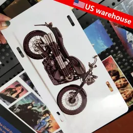 US warehouse Sublimation Aluminum License Plate Blank White Heat Thermal Transfer Printing DIY Rectangle advertising plates custom logo 4 holes 12x6"