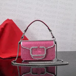 7a Top Mini Loco Crystal Umhängetasche mit Diamant-Logo Handtasche V-förmige Schnalle-Klappe Frauen Bag Innenraum Schaffell Original Design Neues Modedesigner