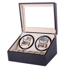 Watch Niders Mechaniczne czarną skórę skórzane automatyczne do przechowywania pudełka na pobór biżuterii US WINDER Box1261b