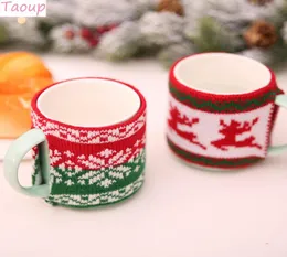 Taoup Wool Knitting Christmas Mug Cover Xmas Decor for Home Merry Christmas 2018 Noel Santa Claus Navidad Gifts Holder For Cups5726828