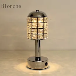 S LED Butting Button Type Crystal Creative Bar Cafe Restaurant Simple Bedide Night Table Lamp 1229