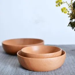 Conjuntos de utensílios de jantar 1pcs Made Made Made Wood Bowl Bowl Wooden Japonês Sopa Sopa Sopa Plato Dinner Servindo Utensílio de Mesa de Mesa