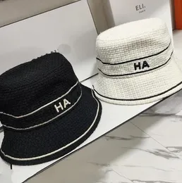Luxuriöse Designer-Eimerhüte, schwarze Herren-weiße gewebte Hüte, modische Herbst-Fedora-Sonnenhut für Damen