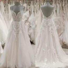 Wedding Dress Vintage Lace Dresses 2022 Designer A Line Sweep Train Bridal Gowns Spaghetti Straps Summer Beach Boho Marriage Reception