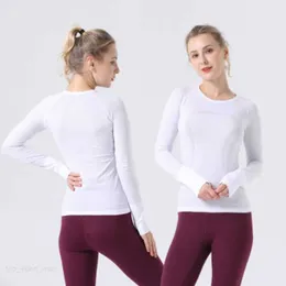 2023 LU-07 Women's Yoga long sleeves 2.0 Solid Color Nude Sports Shaping Waist Tight Fitness Loose Jogging Sportswear Women's good