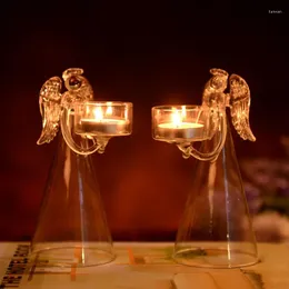 Candle Holders Glass Nordic Angel Holder Stick Małe klasyczne bary urodziny Nowoczesne dekoracje dekoracje casa