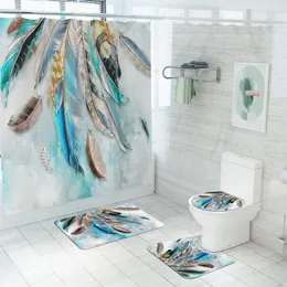 Tappetini da bagno Set di tappetini e tende da doccia 4 pezzi che assorbono l'acqua stampati decorazioni per la casa tappeti per pavimenti tappeti per WC