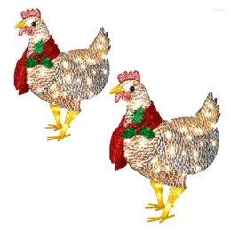 Christmas Decorations Light-Up Chicken With Scarf Holiday Decoration LED Outdoor Garden Patio Lawn Decor Xmas Light Ornaments