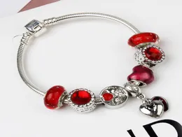 Whole925 Murano Red Glass Charm Beads Womenchild를위한 팔찌 원래 DIY 보석 스타일 FIT Pandora 크리스마스 선물 보석 6074558