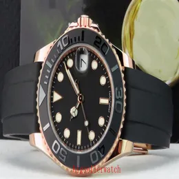 Relógio de ouro rosa de luxo masculino mecânico 2813 relógios para homens moldura de cerâmica safira mestre mostrador preto relógio 40mm 268655 rubbe330d