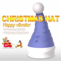 Beauty Items Christmas Hat Happy Vibrator for Women 10 Frequency Clit Orgasm Nipple Suck Toys Adults Couple sexy Toy Gift TD0427