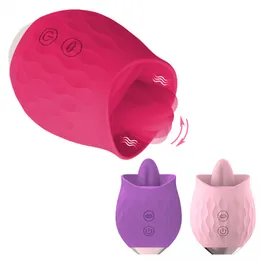 Articoli di bellezza Lingua rosa Vibratori Pompino Stimolatore del clitoride Vibro potente Cunnilingus Massaggiatore del punto G Masturbazione femminile Adulti Giocattoli sexy