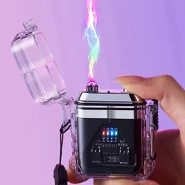 Coole bunte ABS-Zinklegierung Mini-ARC-Feuerzeuge, USB-Aufladung, winddicht, wasserdicht, tragbar, mit Trageband, Anhänger, Zigarettenspitze, Zigarre, Handpfeife, Rauchfeuerzeug