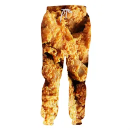 Hip Hop Sportwear Punk Casual Loose Men Cool Ramen Burger z frytkami 3D Pants 007