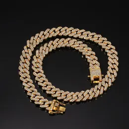 سلاسل الهيب هوب بلينغ قلادة الرجال الكامل مجوهرات الماس المثلج المثلج قلادة الذهب الفضة ميامي كوبية الرابط هدية عيد الميلاد O130FZ305J
