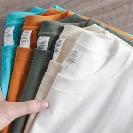 T-shirts pour hommes T-shirt à manches courtes pour hommes Couleur unie Blanc Coton Ins Tendance Col rond Chemise à fond épais et pour femmes