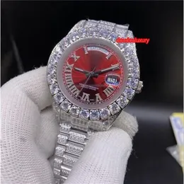 Silver Diamond Men's Watch Prong Set Diamond Bezel Roman Diamond Scale Fashion Watch Top Boutique Automatic Watch226T
