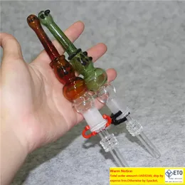 Mini Glass Nectar Pipe Hookah Concentrate DAB Straw Nector Collector Kit مع Quartz Tips Oil Pills Bong