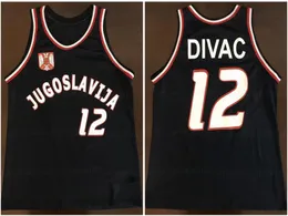 Custom Vlade Divac #12 Drużyna Jugoslavija Serbia Basketball Jersey Retro Black Edugna dowolna liczba nazw S-4xl
