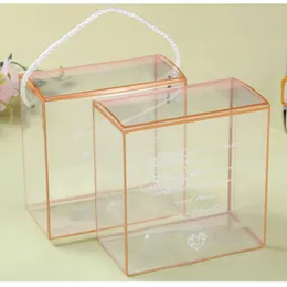 Custom Rectangle Clear PVC plastic Boxes Wedding Favor Gift Box With Hanging Rope Party Candy Bags Chocolate Jewelry Candy Packaging Bag A361