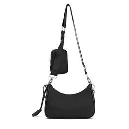 Mode kvinnors nylon axelväska casual cross body shopping väska w avtagbar nylon nyckelpåse mynt handväska multi pochette accessoire254y