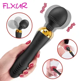 Beauty Items FLXUR 18 Modes Dildos AV Vibrator Magic Wand for Women Female G Spot Vagina Massager Clitoris Stimulator Adult sexy Toy Woman