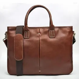 Портфели мужская сумка простой портфель кожаный ноутбук для подлинного офисного документа Document Business Trip Сумки путешествий