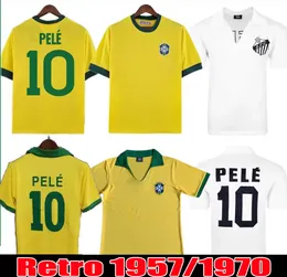 Retro Braziliës voetbalshirts #10 Pele 1957 1970 Santos Brasil Ronaldinho voetbalshirt