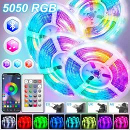 LED Strip Lights 5050 Led Light 30leds Flexible Ribbon RGB Tape Diode Bluetooth APP Control Room Decoration With DC Adapter