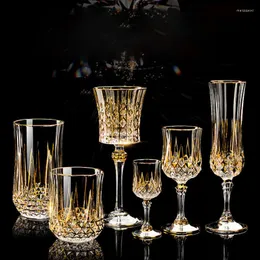 ワイングラスヨーロッパゴールドクリスタルガラスレトロ彫刻ラグジュアリーゴブレットダイヤモンドカップシャンパンバーパーティーエルホームドリンクウェア