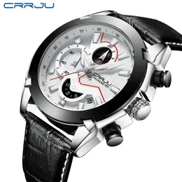 Crrju Men's Watch Luminous Quartz Watch Male Original Brand Fashion Business Waterfoof Wristwatch Military Gift ClockMascul259B