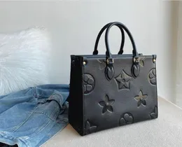 Kvinnors designer axelpåsar totes handväskor präglade blomma onthego gm mm läder shopping handväska handväska kvinnlig ryggsäck