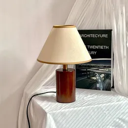 Lampy stołowe nordyckie drewniane tkaninowe lampę biurkową Lampa Bórek sypialnia światła Luminaire Decor Home Decor Czytanie oświetlenia
