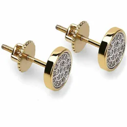 2019New Men's 7mm Circle Micro Pave CZ Screk Back Stud earrings for Women Wedding Party Jewelry Hip Hop Jewelry236W